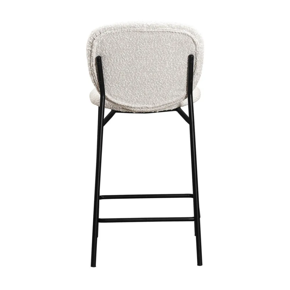 Drawer DALBY Lot de 2 tabourets de bar en tissu bouclette et métal H65cm