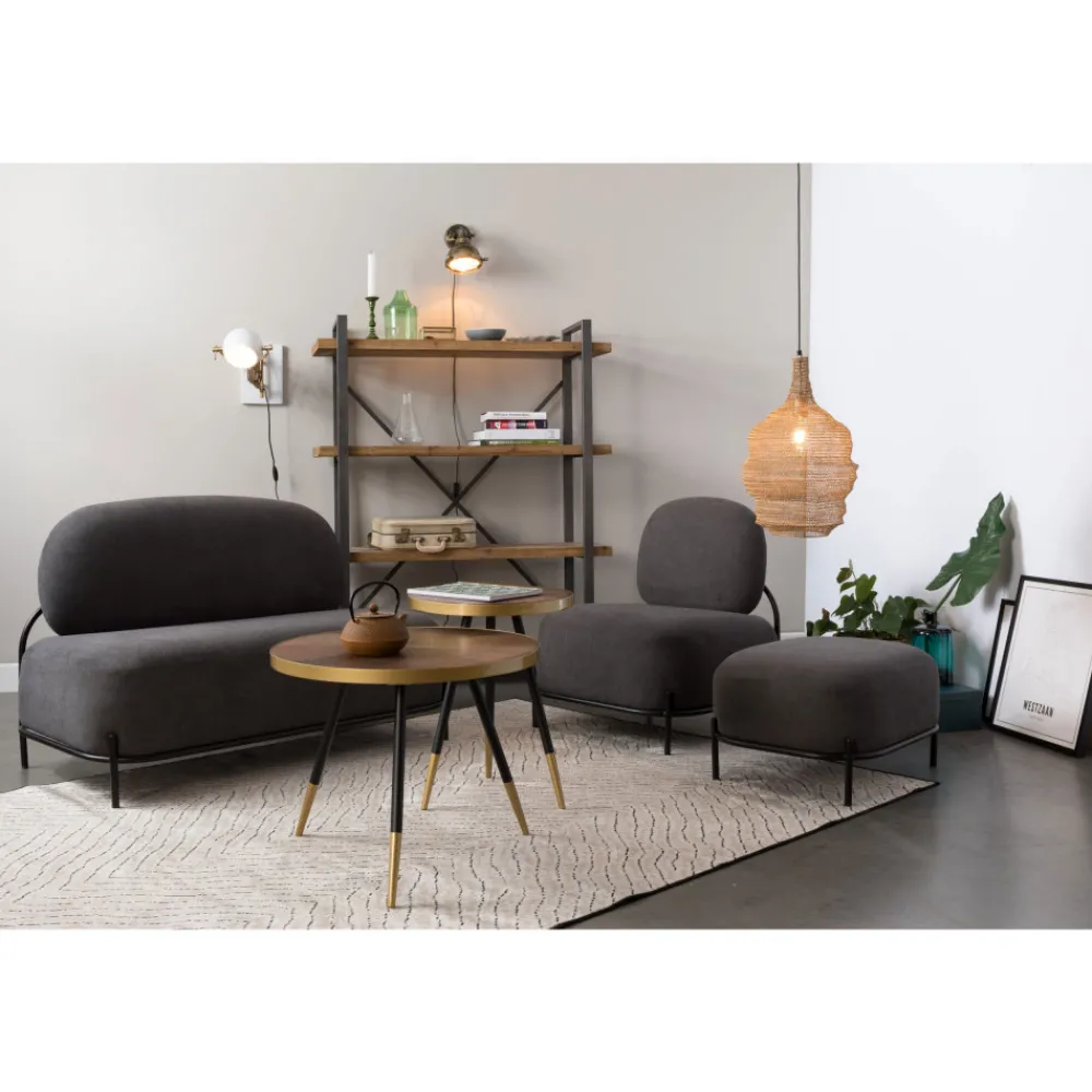 No name DENISE Table basse ronde en métal et bois ø44cm
