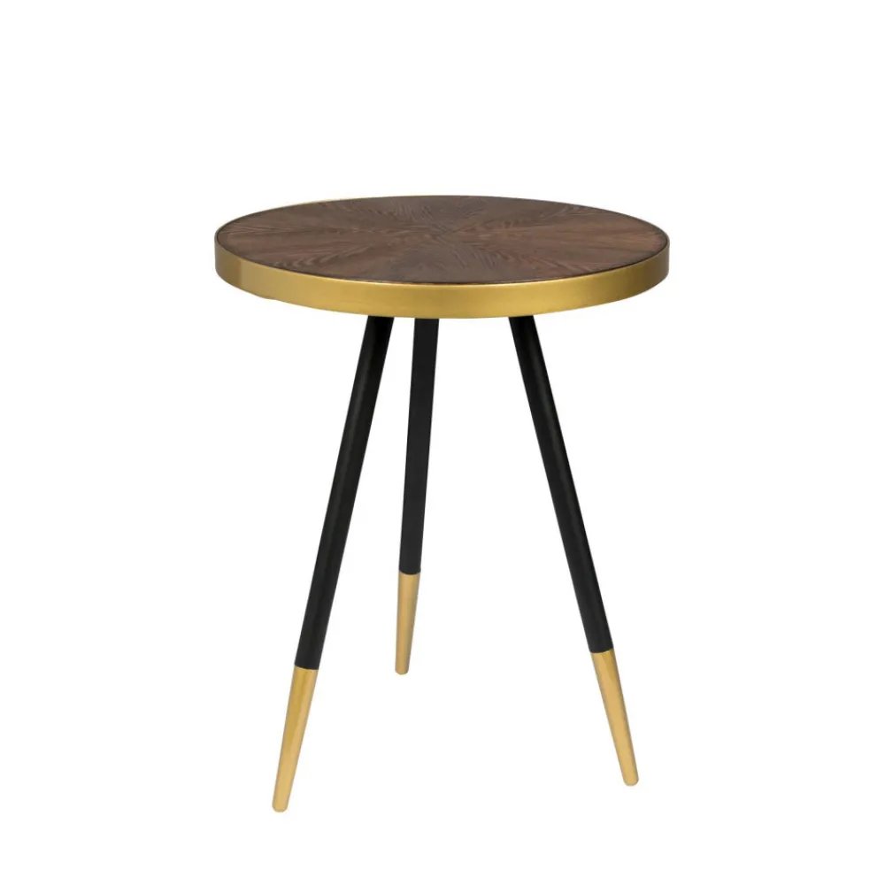 No name DENISE Table basse ronde en métal et bois ø44cm