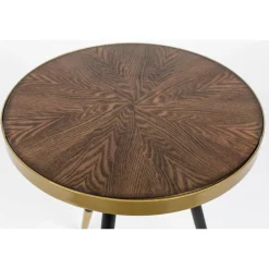 No name DENISE Table basse ronde en métal et bois ø44cm