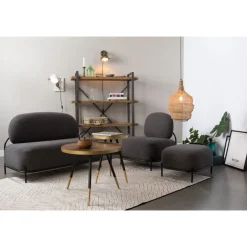No name DENISE Table basse ronde en métal et bois ø61cm