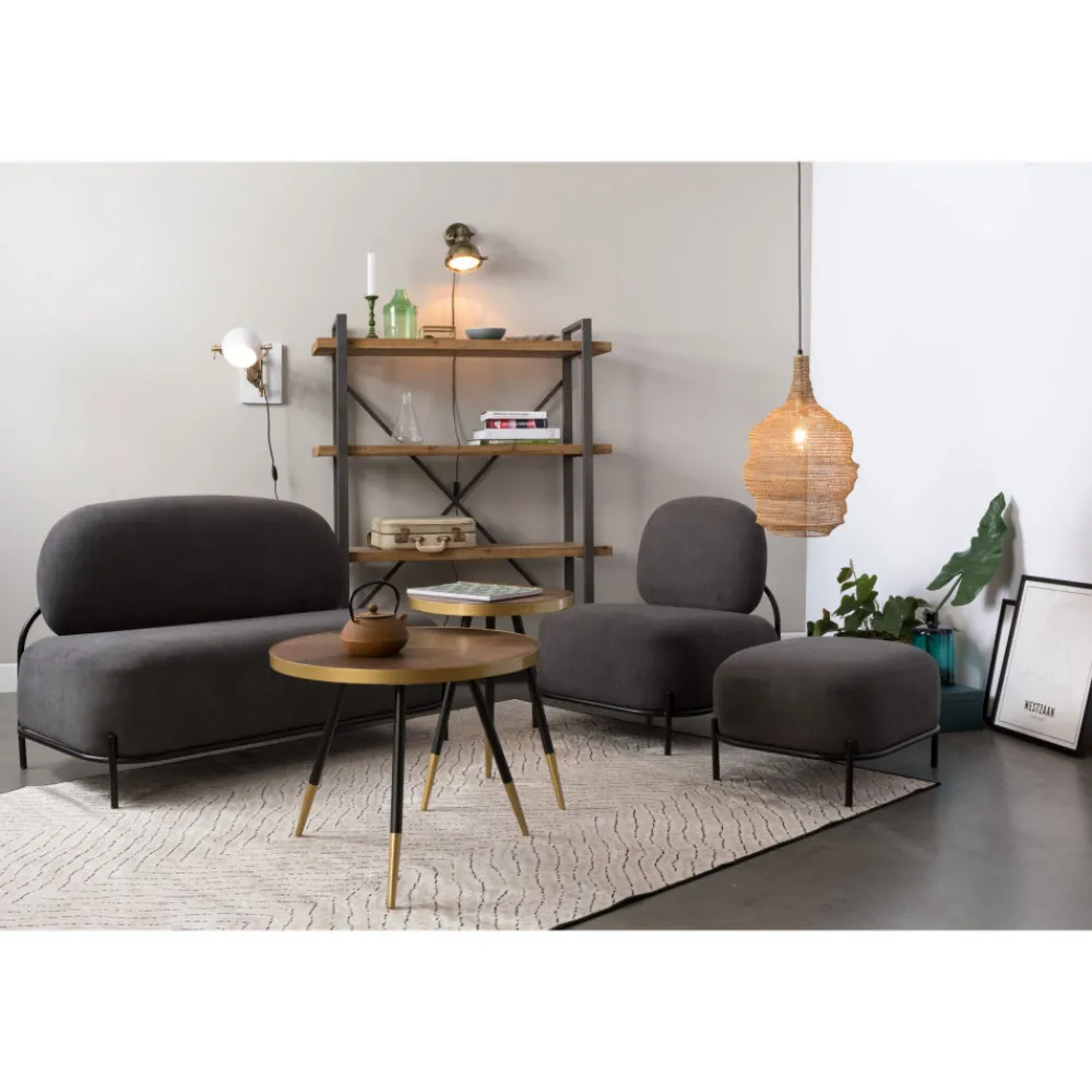No name DENISE Table basse ronde en métal et bois ø61cm
