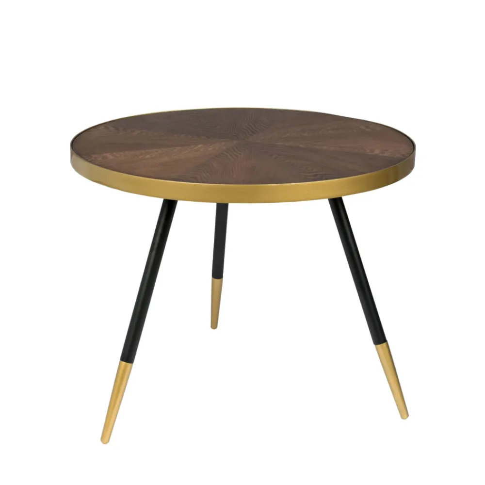 No name DENISE Table basse ronde en métal et bois ø61cm