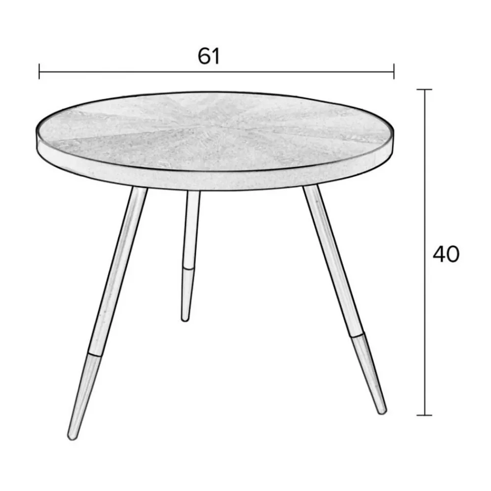 No name DENISE Table basse ronde en métal et bois ø61cm