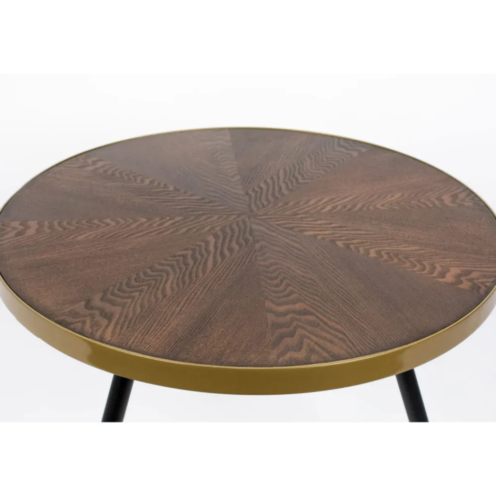 No name DENISE Table basse ronde en métal et bois ø61cm