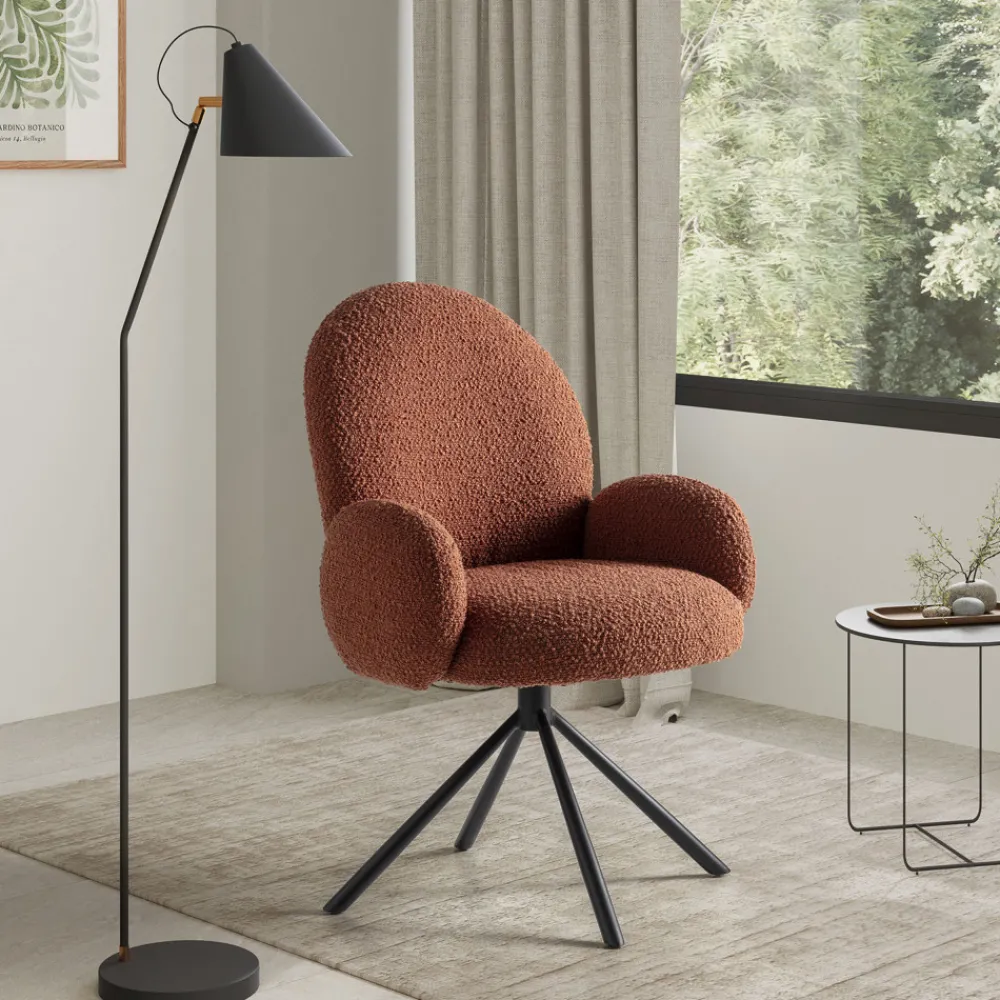 No name DOURO Chaise de bureau en tissu bouclette et métal