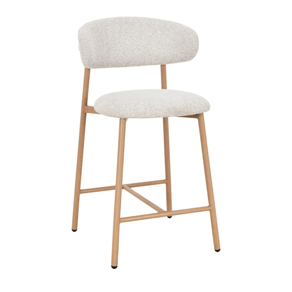 Drawer DRACO Lot de 2 chaises de bar en tissu pieds effet bois clair H65cm