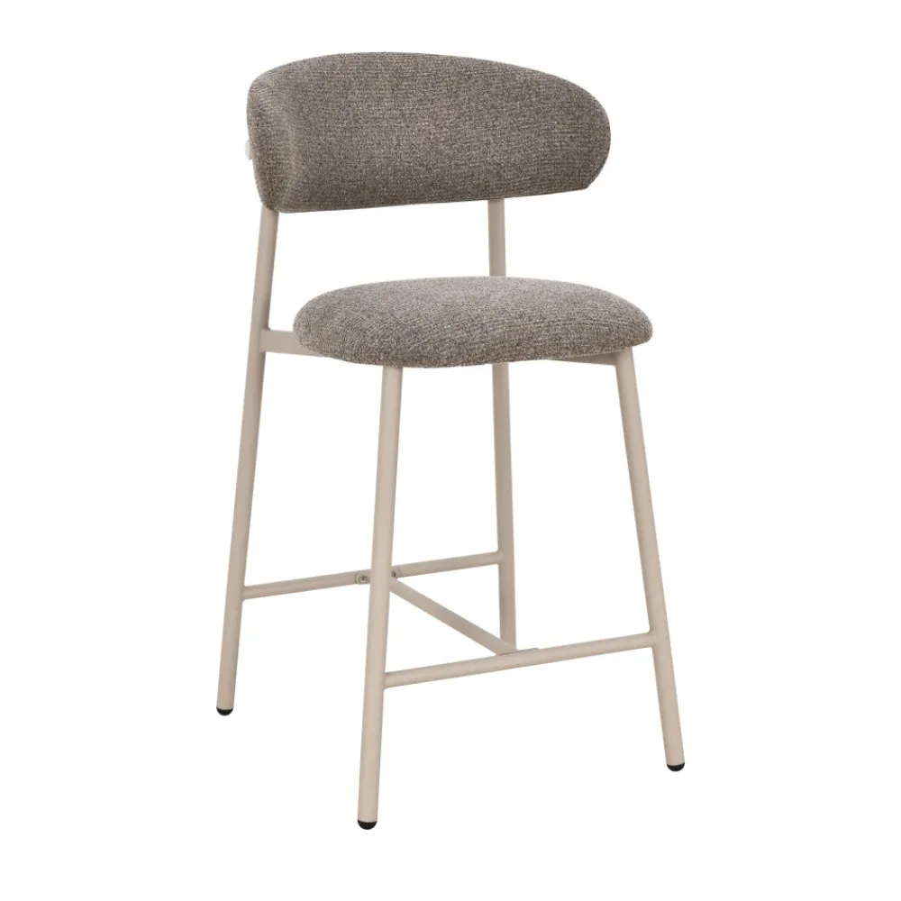 Drawer DRACO Lot de 2 chaises de bar en tissu pieds beiges H65cm