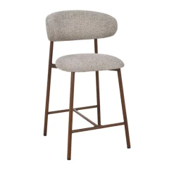 Drawer DRACO Lot de 2 chaises de bar en tissu pieds effet bois foncé H65cm