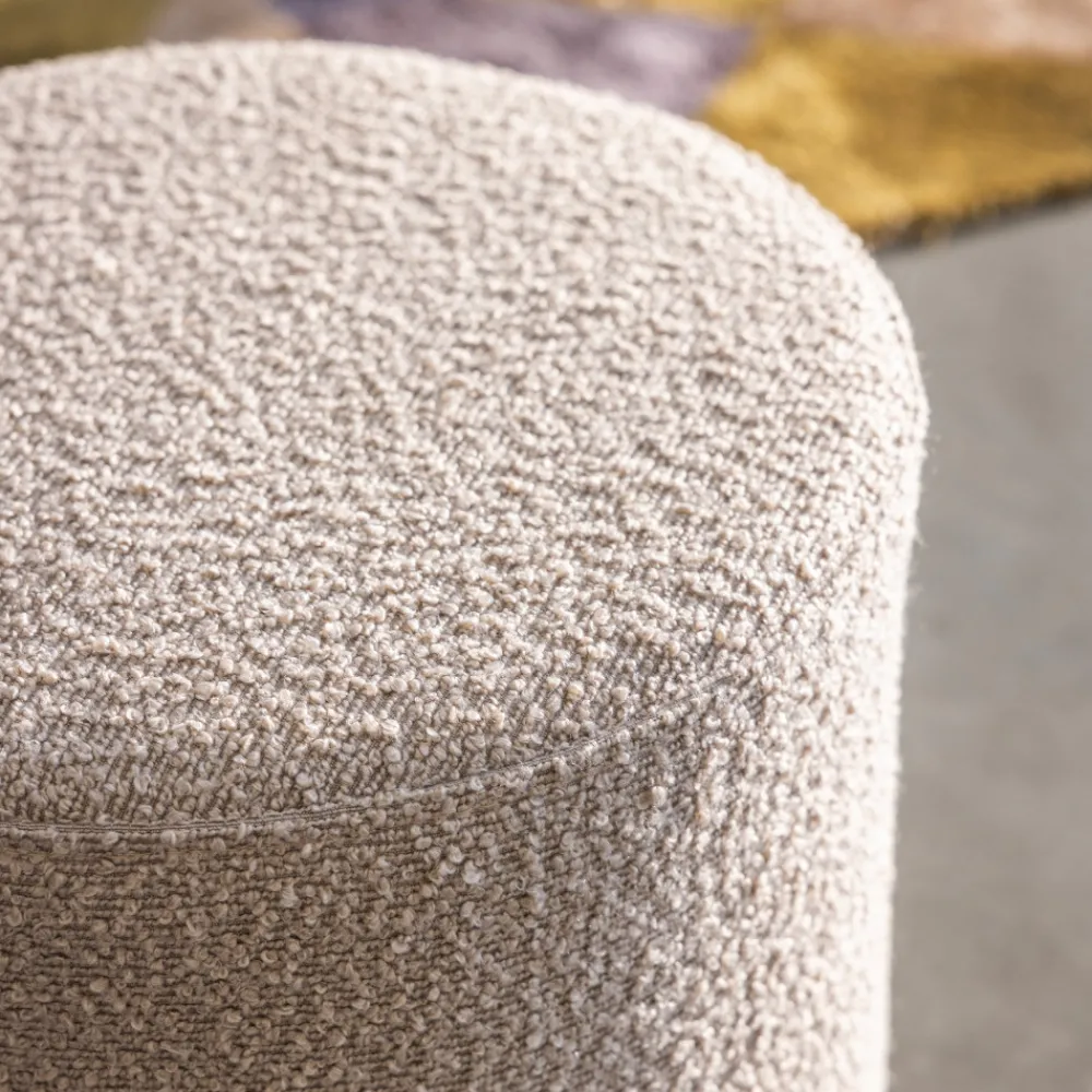 House Nordic EJBY Pouf rond en tissu bouclette ø34cm