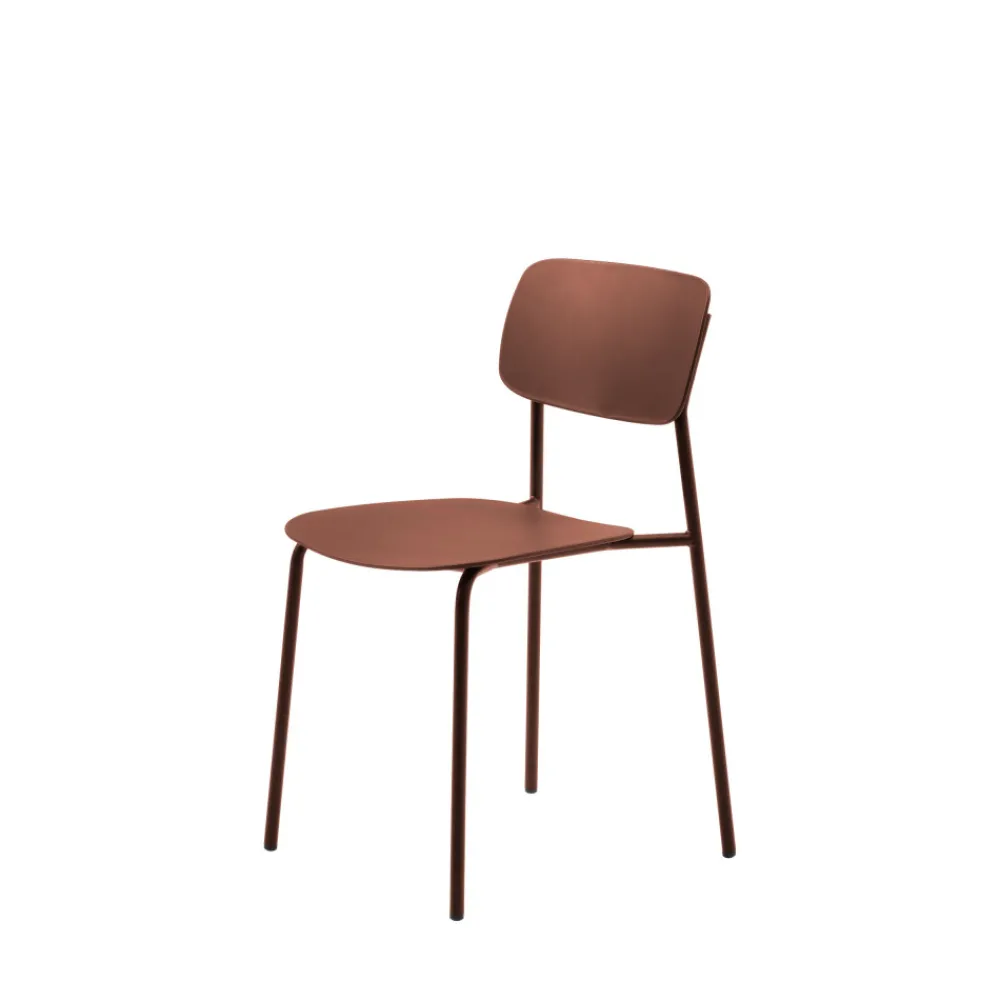No name ELIN Lot de 4 chaises en plastique et métal