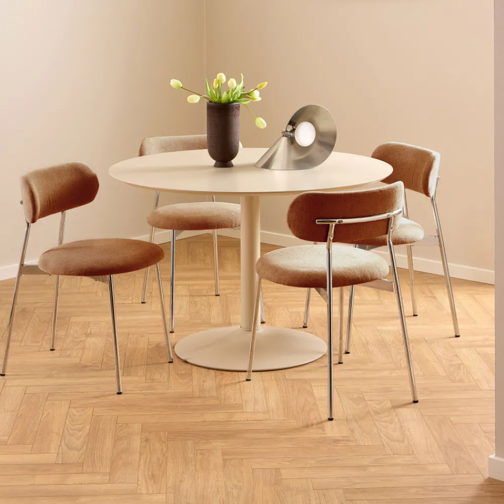 Drawer ELLI Lot de 2 chaises en tissu pieds chrome