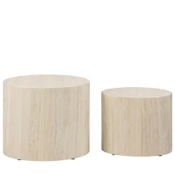 Drawer EQUICOLA Lot de 2 tables d'appoint ovales en effet travertin
