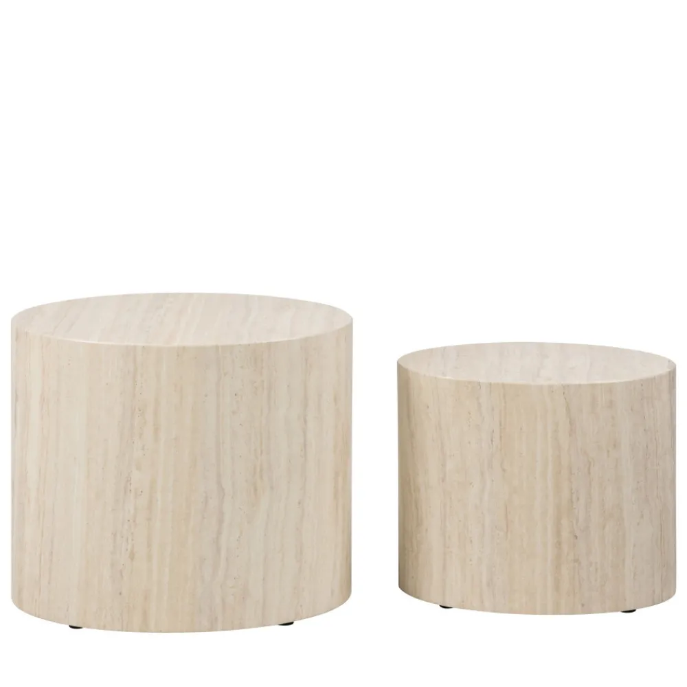 Drawer EQUICOLA Lot de 2 tables d'appoint ovales en effet travertin