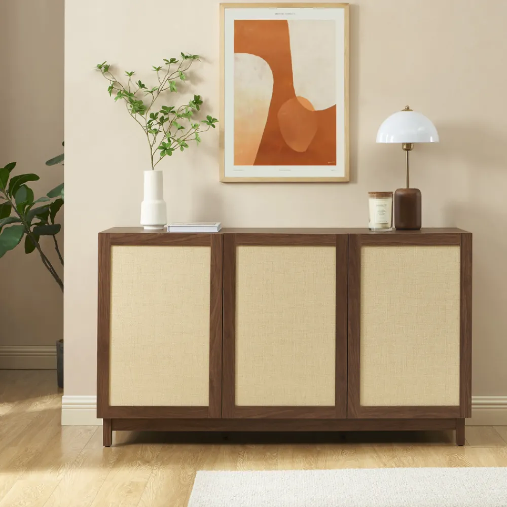 No name ESTELA Buffet 3 portes en bois L140cm