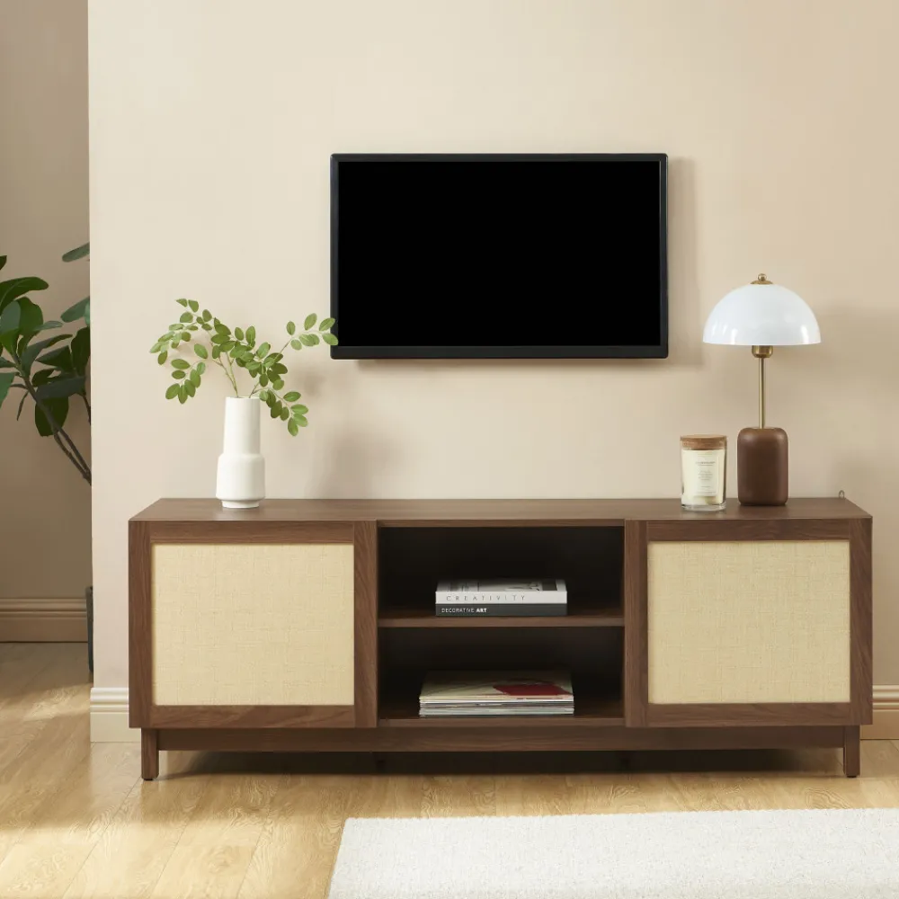 No name ESTELA Meuble TV 2 portes en bois L150cm