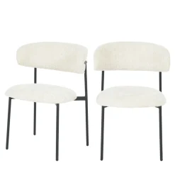 Drawer ESTER Lot de 2 chaises en tissu bouclette et métal
