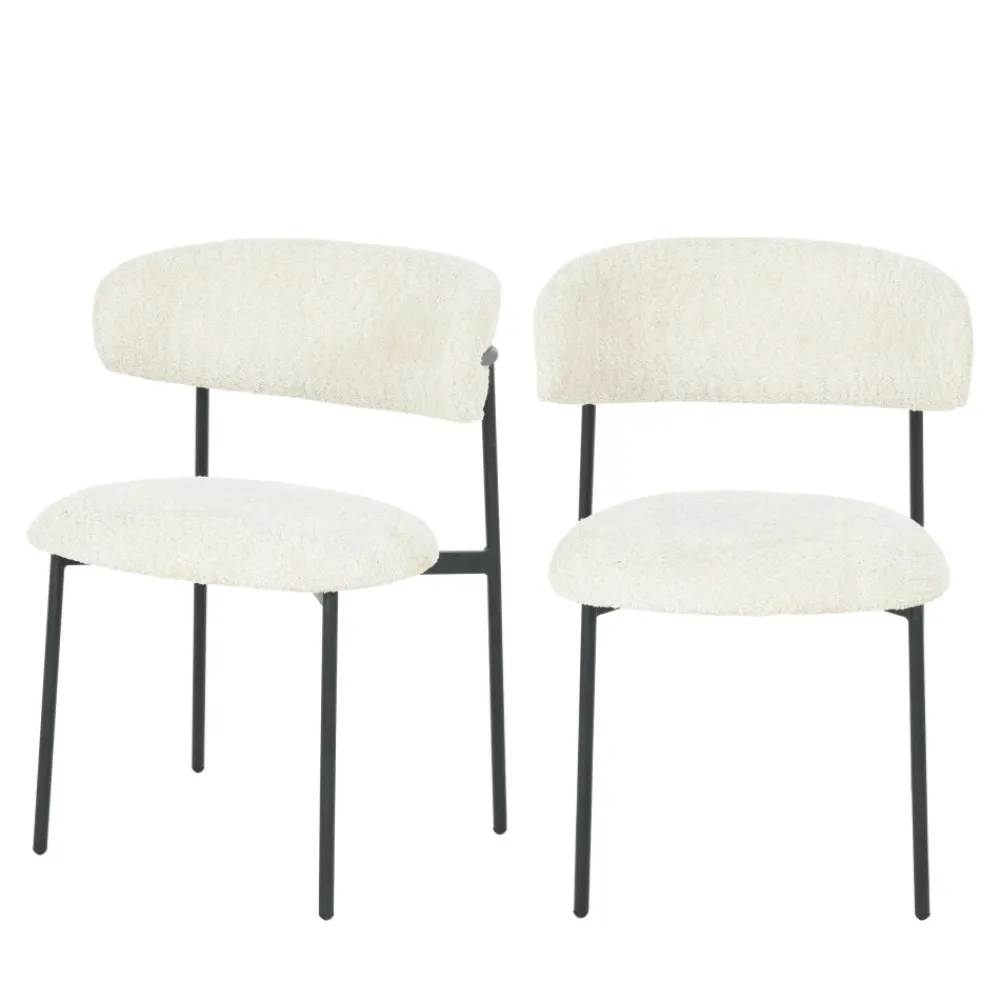 Drawer ESTER Lot de 2 chaises en tissu bouclette et métal