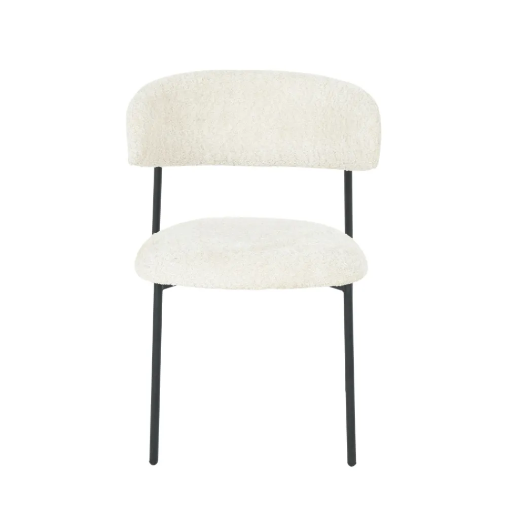 Drawer ESTER Lot de 2 chaises en tissu bouclette et métal