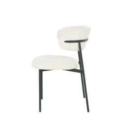 Drawer ESTER Lot de 2 chaises en tissu bouclette et métal