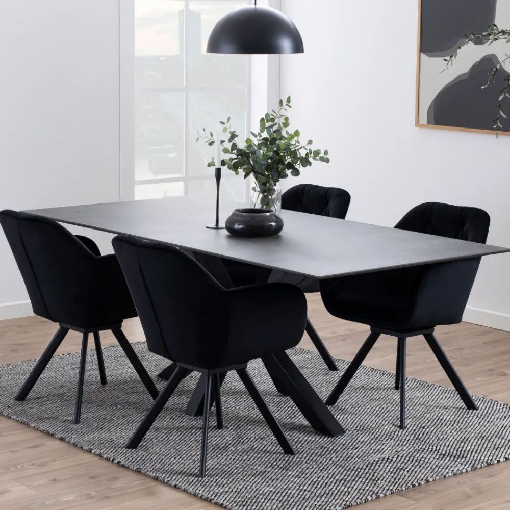 Drawer EURAME Table à manger 8 personnes en céramique et métal