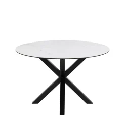 Drawer EURAME Table à manger 4 places ronde en céramique et métal