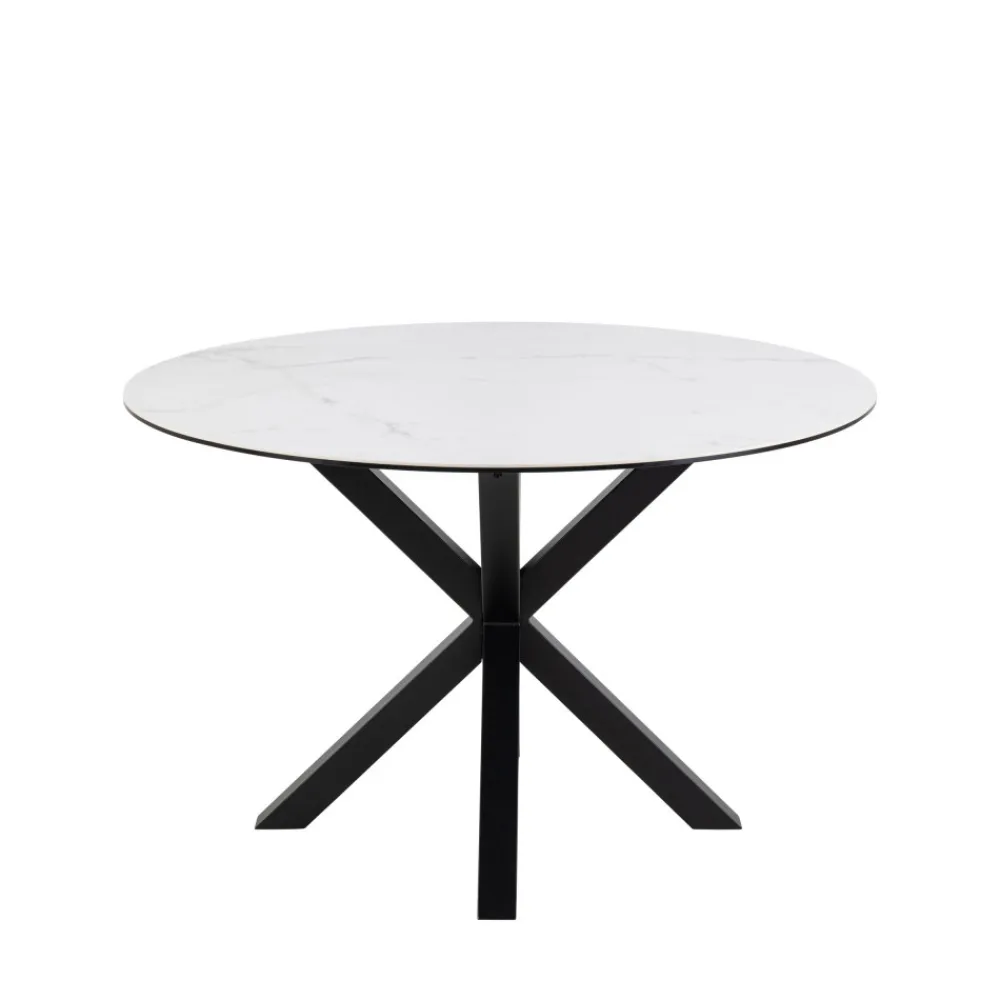Drawer EURAME Table à manger 4 places ronde en céramique et métal