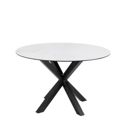 Drawer EURAME Table à manger 4 places ronde en céramique et métal