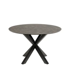 Drawer EURAME Table à manger 4 places ronde en céramique et métal