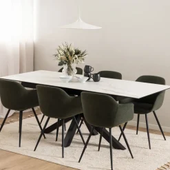 Drawer EURAME Table à manger extensible 6 à 8 places en céramique et métal 168-210x90cm