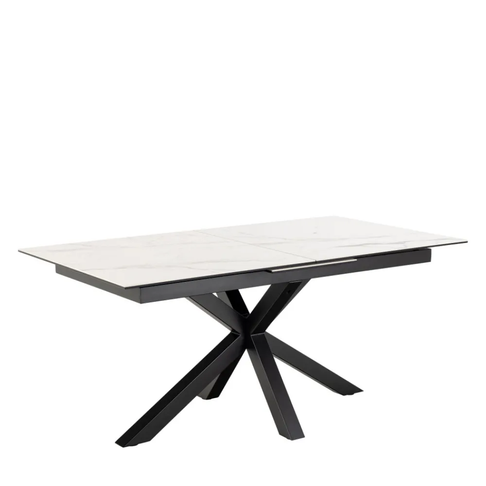 Drawer EURAME Table à manger extensible 6 à 8 places en céramique et métal 168-210x90cm