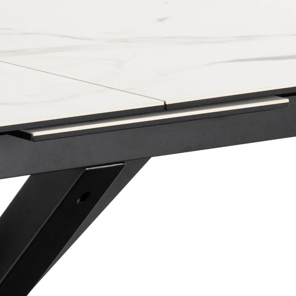 Drawer EURAME Table à manger extensible 6 à 8 places en céramique et métal 168-210x90cm