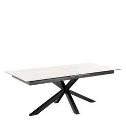 Drawer EURAME Table à manger extensible 6 à 12 personnes en céramique et métal 200-240x100cm