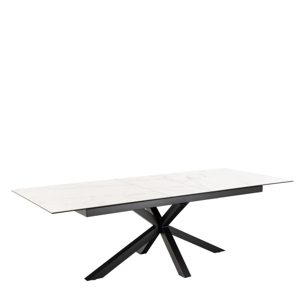 Drawer EURAME Table à manger extensible 6 à 12 personnes en céramique et métal 200-240x100cm