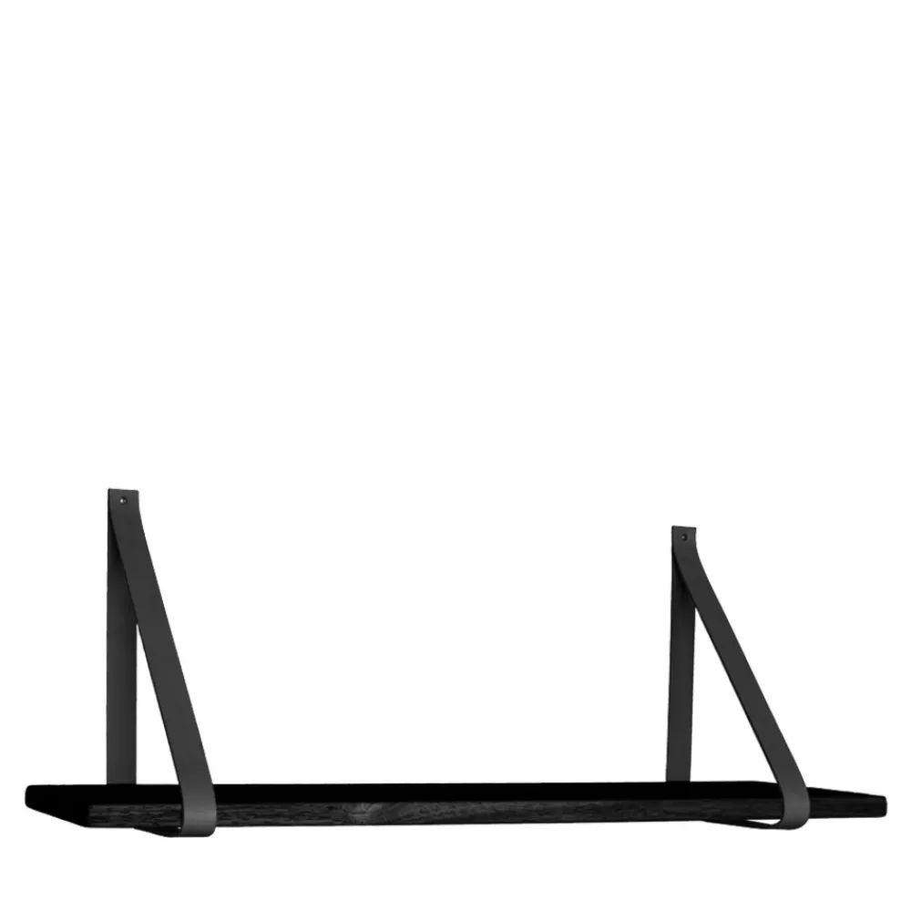 House Nordic FORNO Etagère murale en bois et cuir 120x20 cm