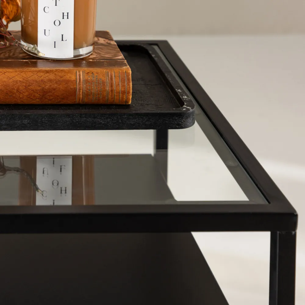 Venture Home FORTALEZA Table de chevet 1 tiroir en verre et métal