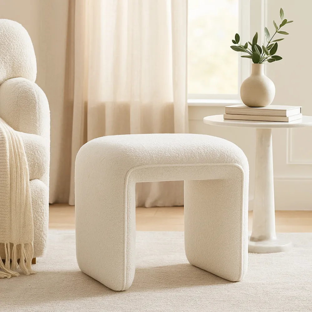 Drawer FULL Pouf en tissu bouclette