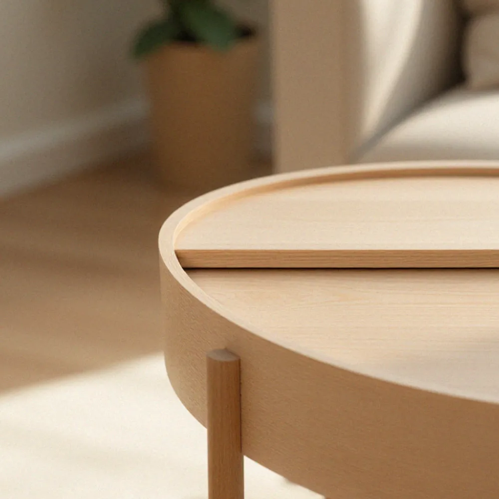 Drawer GISELE Table basse ronde avec rangement en bois ø80cm