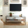No name GLISS Meuble TV en verre pieds chrome L120cm