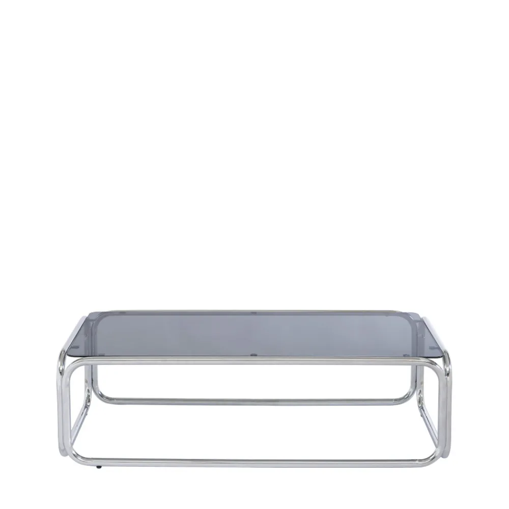 No name GLISS Table basse en verre pieds chrome