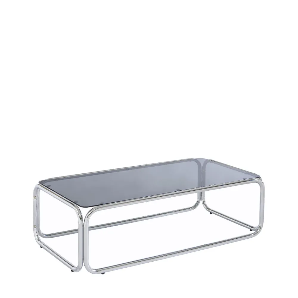 No name GLISS Table basse en verre pieds chrome