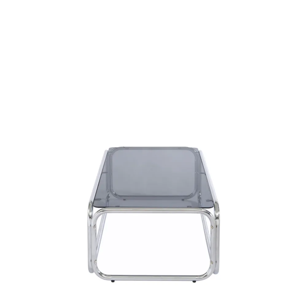 No name GLISS Table basse en verre pieds chrome