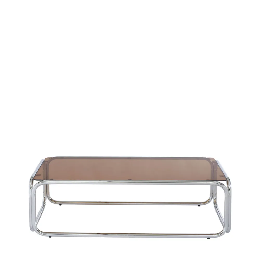 No name GLISS Table basse en verre pieds chrome