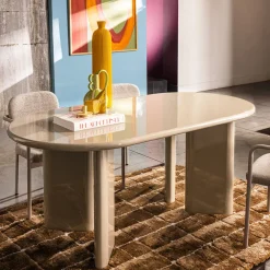 Drawer GLOSSI Table à manger 6 personnes ovale en bois laqué