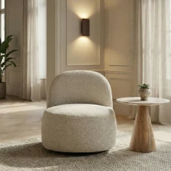 Drawer GROOVY Fauteuil pivotant en tissu chenille côtelé