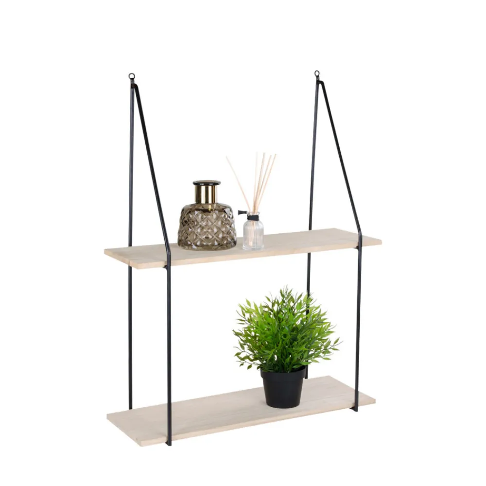 House Nordic HAAG Etagère murale en métal et bois 55x21xH72 cm