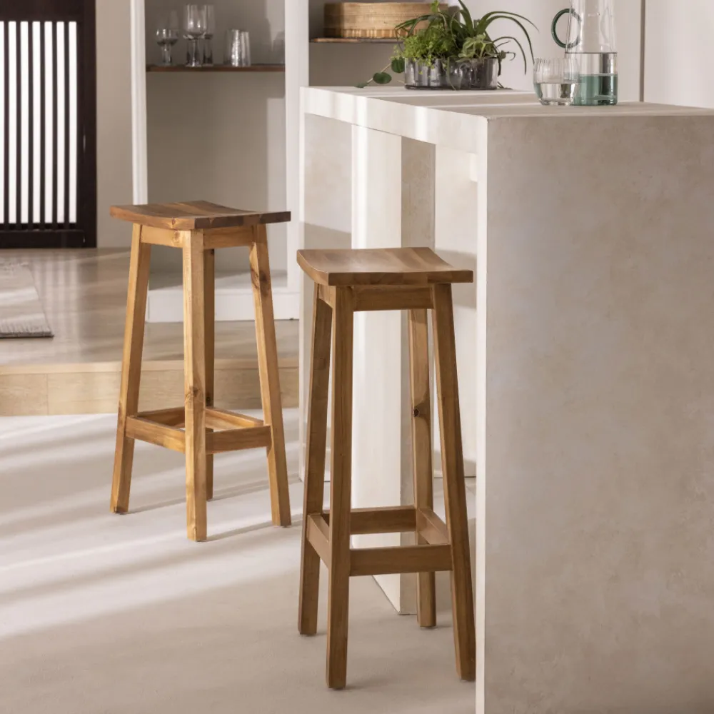 Drawer HANOTILO Tabouret de bar en acacia H66cm