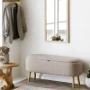 House Nordic HARLOW Banc coffre en tissu bouclette et bois L95cm
