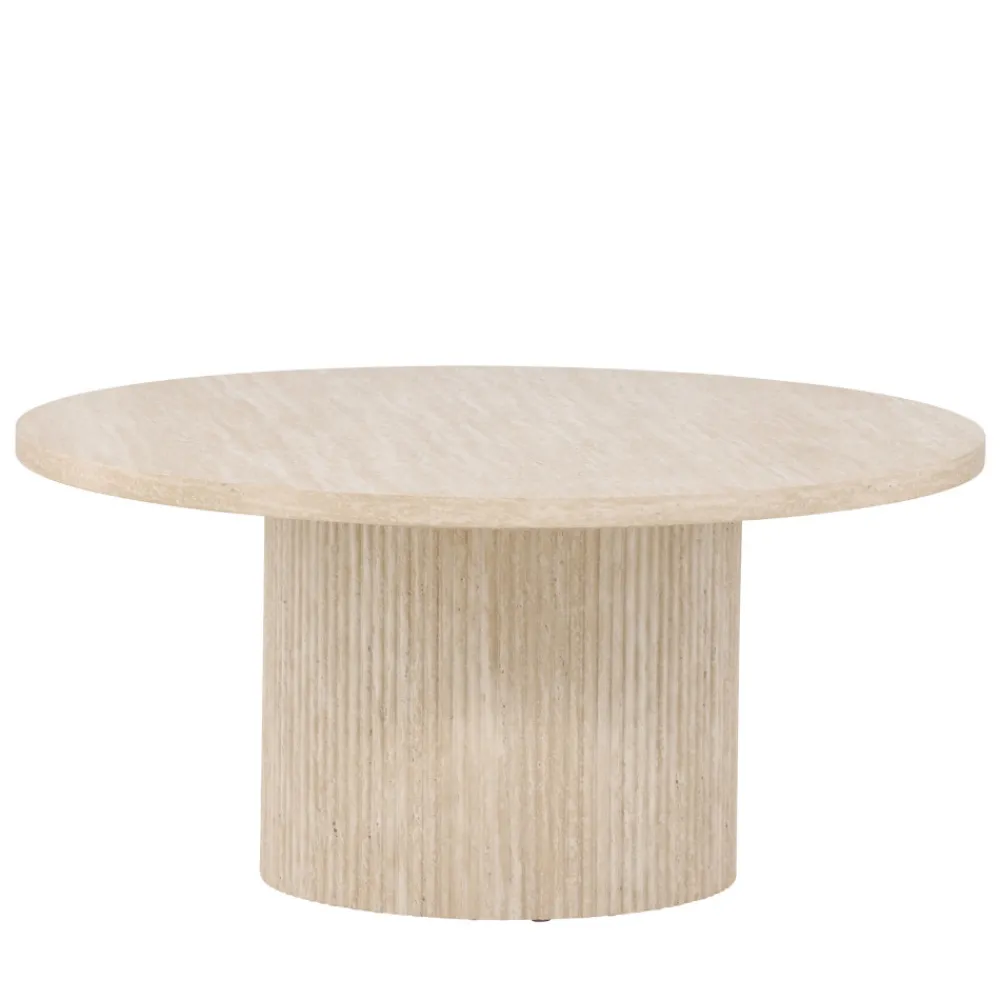 Venture Home HARON Table basse ronde en bois effet travertin ø80cm