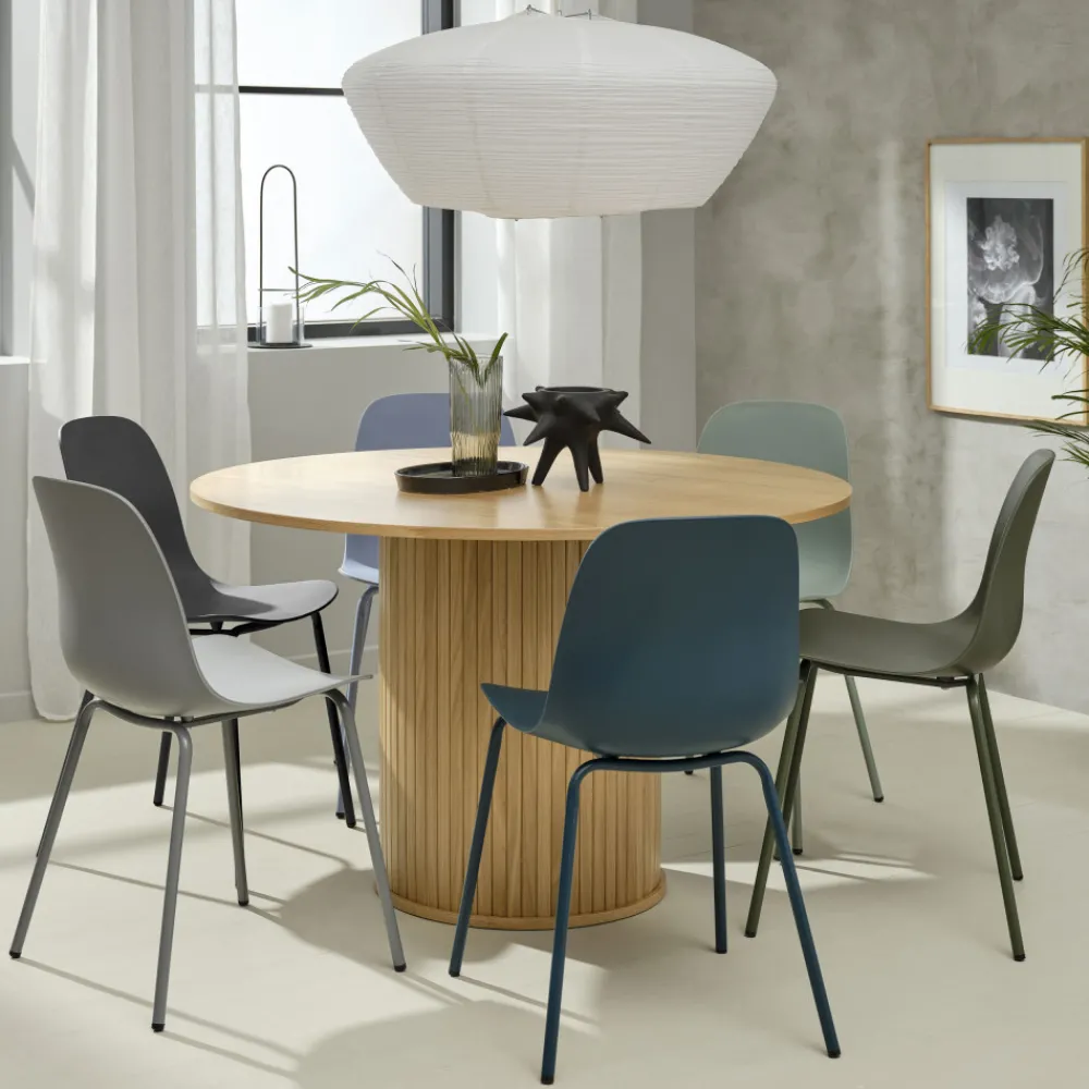 No name HEL Lot de 4 chaises en plastique et métal